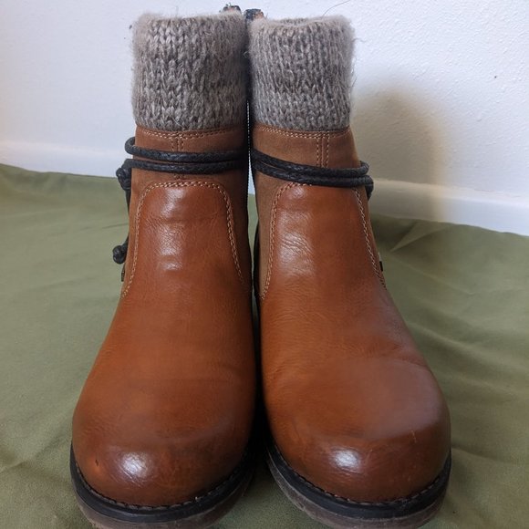 Rieker Fleece Lined Ankle Boots- Size 39- Cayenne Brown with Knitted Cuff - Picture 4 of 9